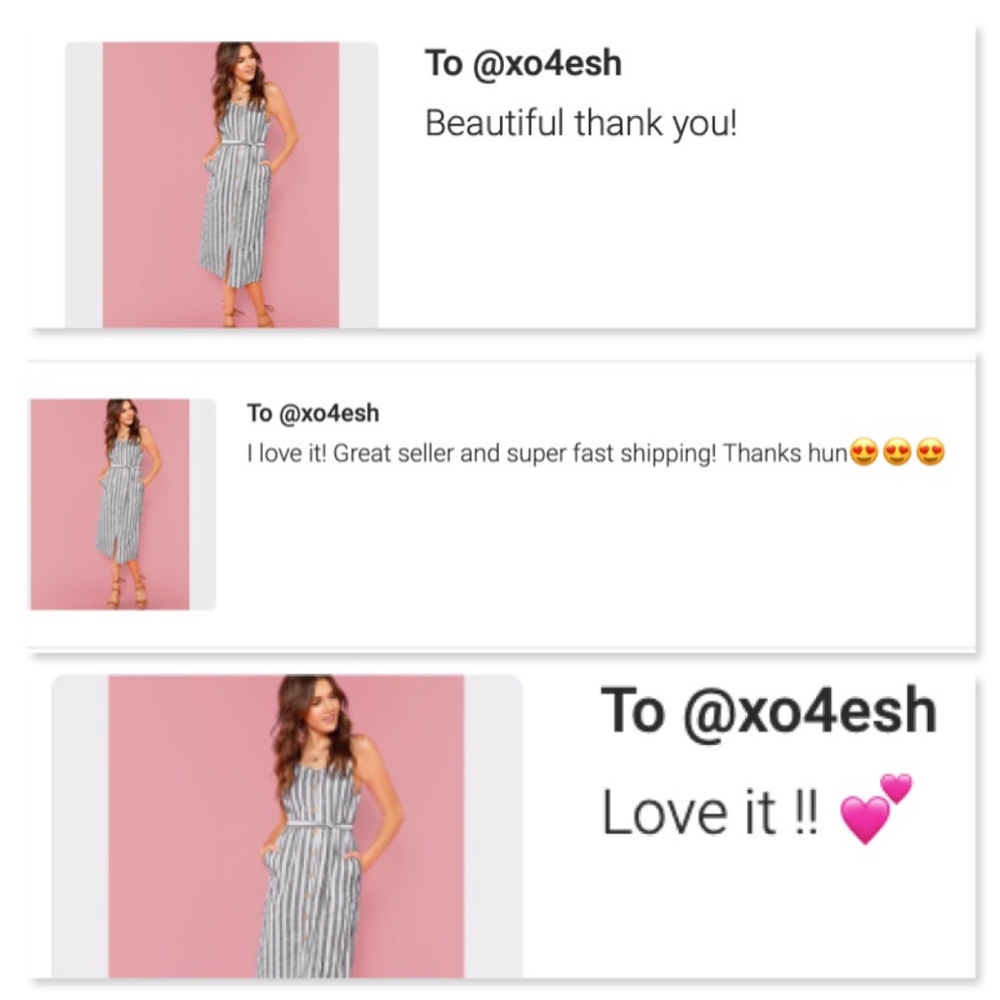 Button Front Vertical Stripe Cami Dress Belted - Picture 8 of 8